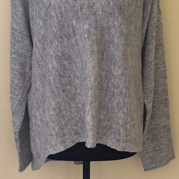 Eileen Fisher Long-sleeve High Low Linen-Blend Melange Sweater In Moon, Size XS - Picture 6 of 13